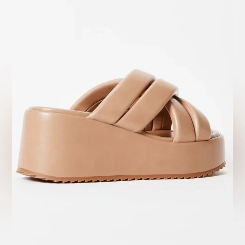 JustFab Meline Platform Wedge Sandal Taupe Size 6 New in Box